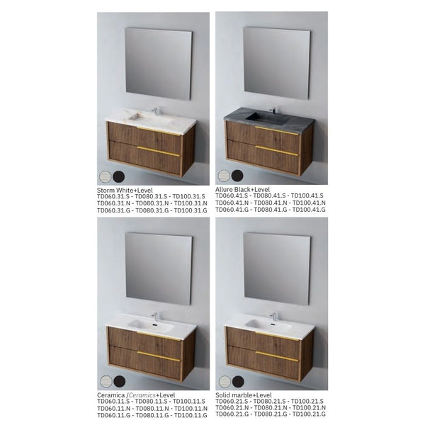 # MOBILE SOSPESO F4 TREND LEGNO LAMINATO 80Cm - NOFER mobili bagno con 2 cassetti