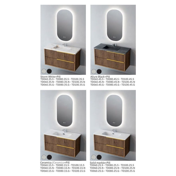 # MOBILE SOSPESO F4 TREND LEGNO LAMINATO 100Cm - NOFER mobili bagno con 2 cassetti
